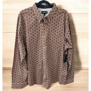 NWT Rank 45 Men's Spur Print Long Sleeve Button Down Stretch Western SIZE LARGE